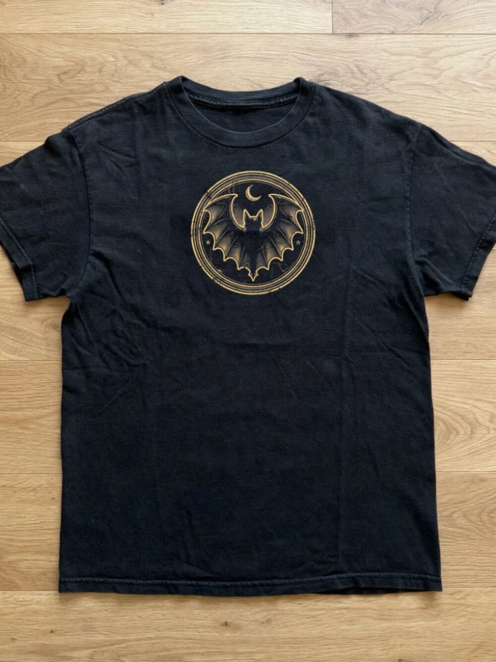 Bat Medallion T-Shirt Gothic Halloween Black Tee